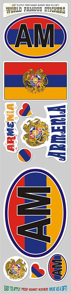 Armenia 10 Stickers Set Armenian Flag Decals Bumper stiker car auto Bike Laptop