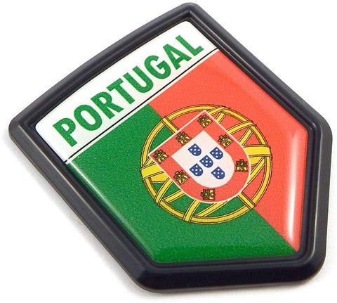 Portugal Portuguese Flag Black Shield Car Bike Decal Crest Emblem 3D Sticker