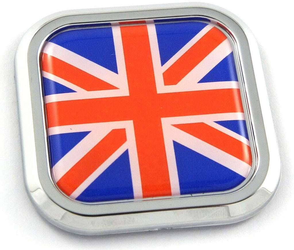 Great Britain Flag Square Chrome rim Emblem Car 3D Decal Badge Bumper sticker 2"