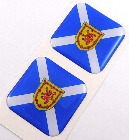 Scotland Flag Square Domed Decal car Bike Gel Stickers 1.5" 2pc
