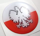 Poland Polska Polish Round Domed Decal Emblem Car Bike 3D Sticker 2.44"