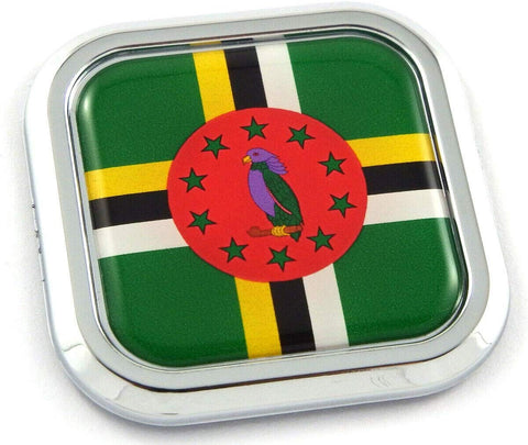 Dominicana Flag Square Chrome rim Emblem Car 3D Decal Badge Bumper sticker 2"