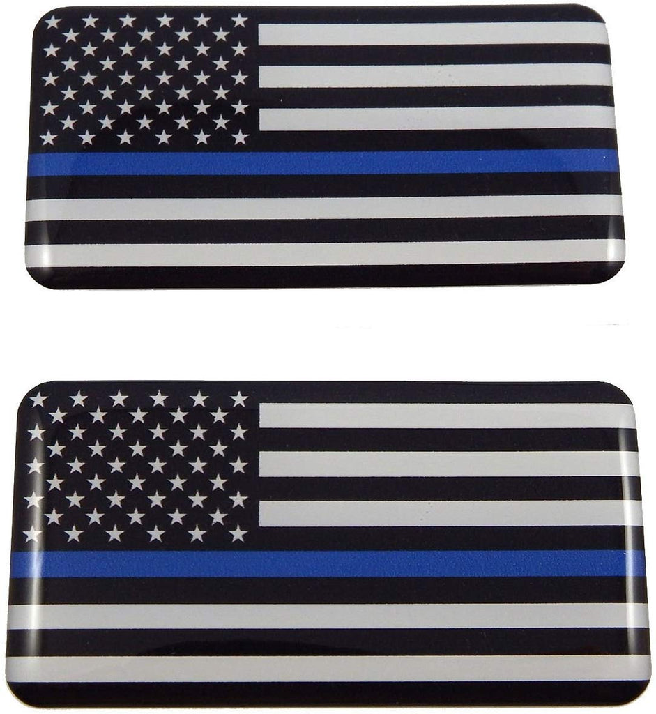 USA Thin Blue line Police Flag Domed Decal 3D Sticker Emblem 2.6" Set of 2 Decals