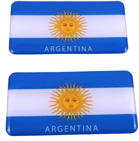 Argentina Rectangular Flag Domed Decal 3D Sticker Emblem 2.6" Set of 2 Decals
