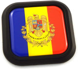 Romania Flag Square Black rim Emblem Car 3D Decal Badge Hood Bumper sticker 2"