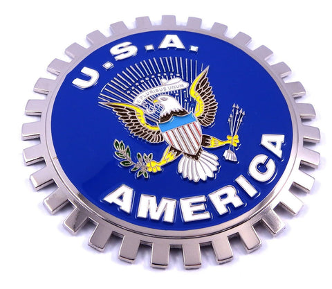 USA America Grille Badge for car Truck Grill Mount Flag Metal Chrome Plated