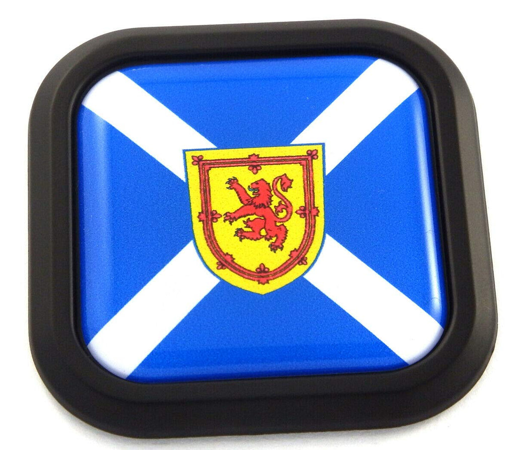 Scotland Flag Square Black rim Emblem Car 3D Decal Badge Hood Bumper sticker 2"