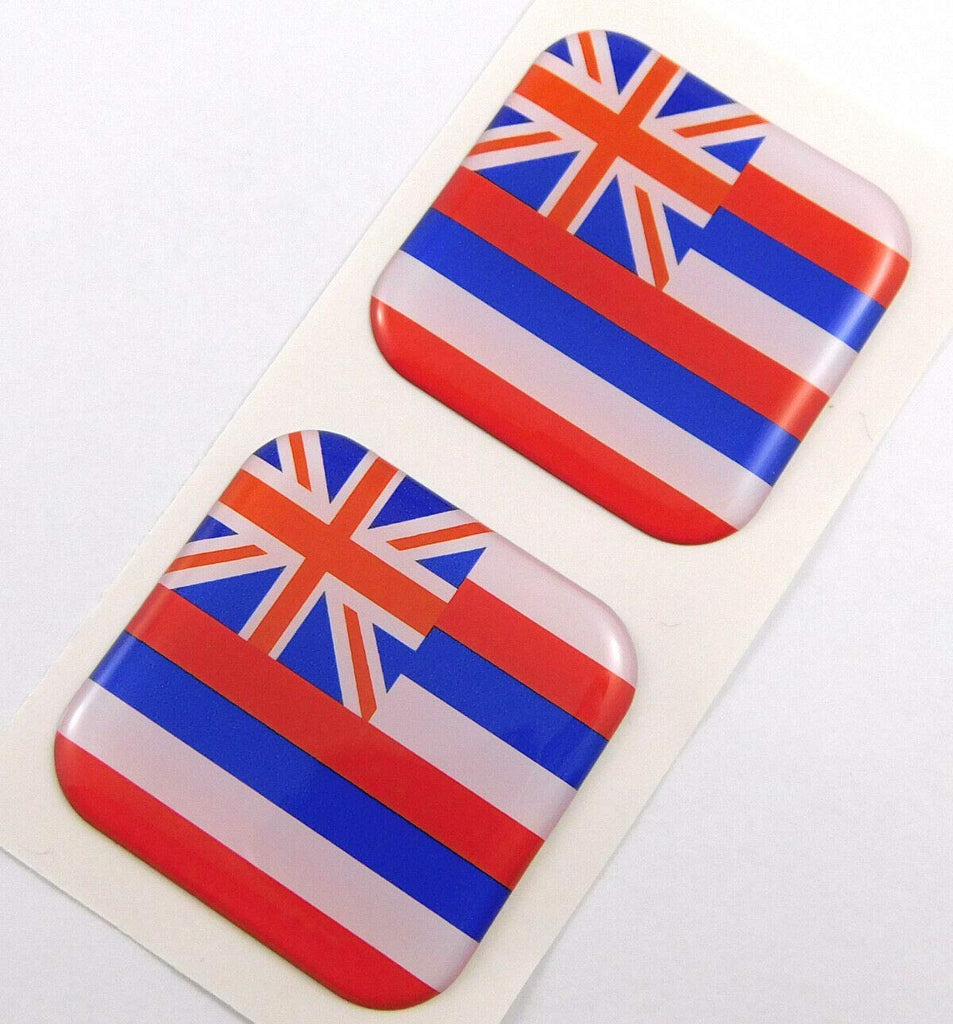 Hawaii Flag Square Domed Decal car Bike Gel Stickers 1.5" 2pc