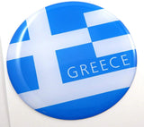 Greece Greek Flag Round Domed Decal Emblem Car Bike 2.44"