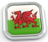 Wales Flag Square Chrome rim Emblem Car 3D Decal Badge Hood Bumper sticker 2"