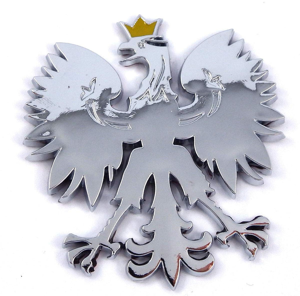 Poland 2.5" Polish Polski Eagle with Golden Crown Chrome 3D Emblem Decal Polska