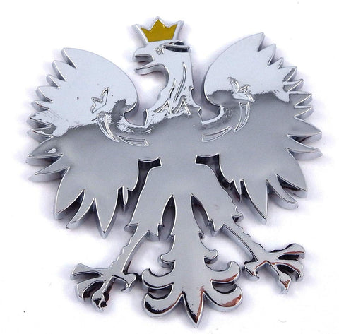 Poland 2.5" Polish Polski Eagle with Golden Crown Chrome 3D Emblem Decal Polska