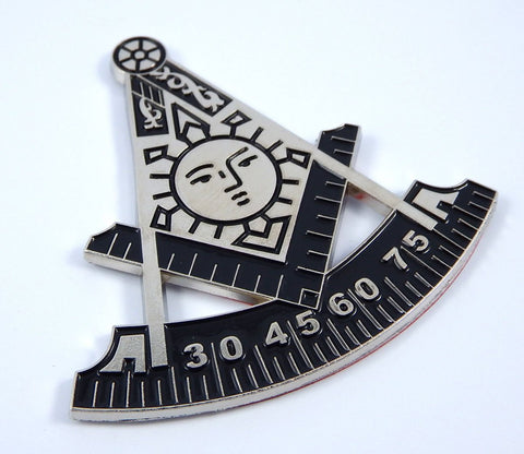 Masonic Past Master 2.75" Metal car Emblem Mason Chrome with Black Decal MAS14