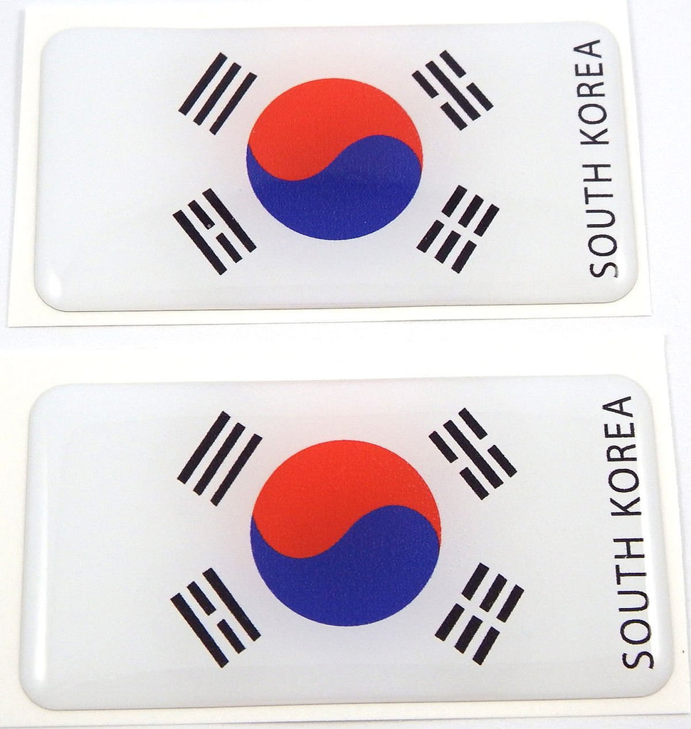 Korea South Flag Domed Decal 3D Sticker Emblem 2.6" Set of 2 Decals
