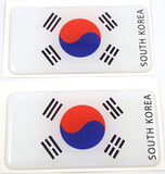 Korea South Flag Domed Decal 3D Sticker Emblem 2.6" Set of 2 Decals
