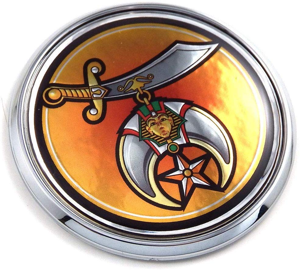 Shriner Shriners Masonic Flag 2.75" Car Chrome Round Emblem Decal 3D Badge