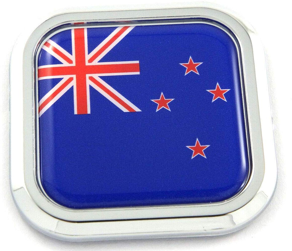 New Zealand Flag Square Chrome rim Emblem Car 3D Decal Badge Bumper sticker 2"