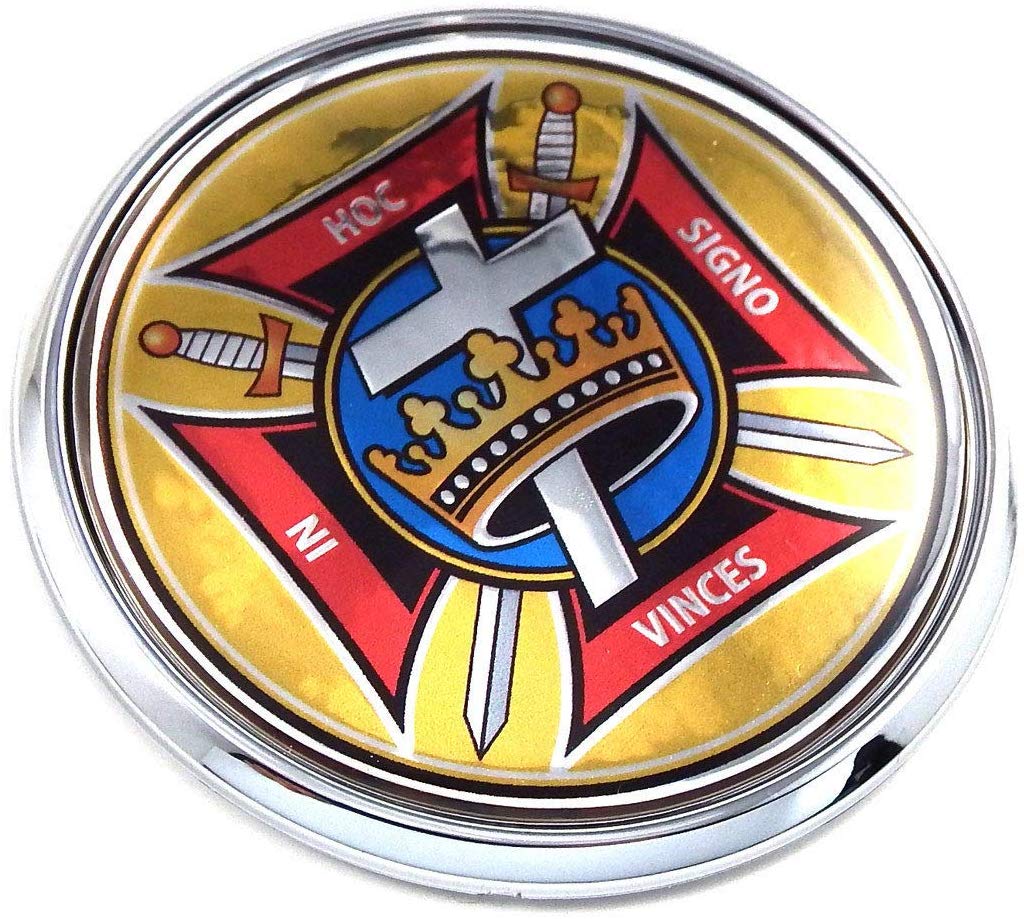 Knights Templar Masonic Flag 2.75" Car Chrome Round Emblem Decal 3D Badge