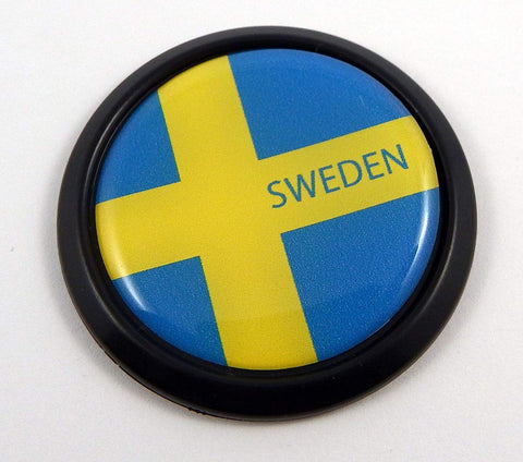 Sweden Swedish Black Round Flag Car Decal Emblem Bumper 3D Sticker 1.85"