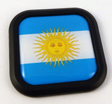 Argentina Flag Square Black rim Emblem Car 3D Decal Badge Bumper sticker 2"