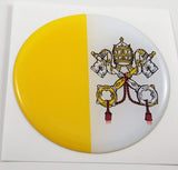 Vatican Flag Round Domed car Decal Emblem 3D Sticker 2.44"
