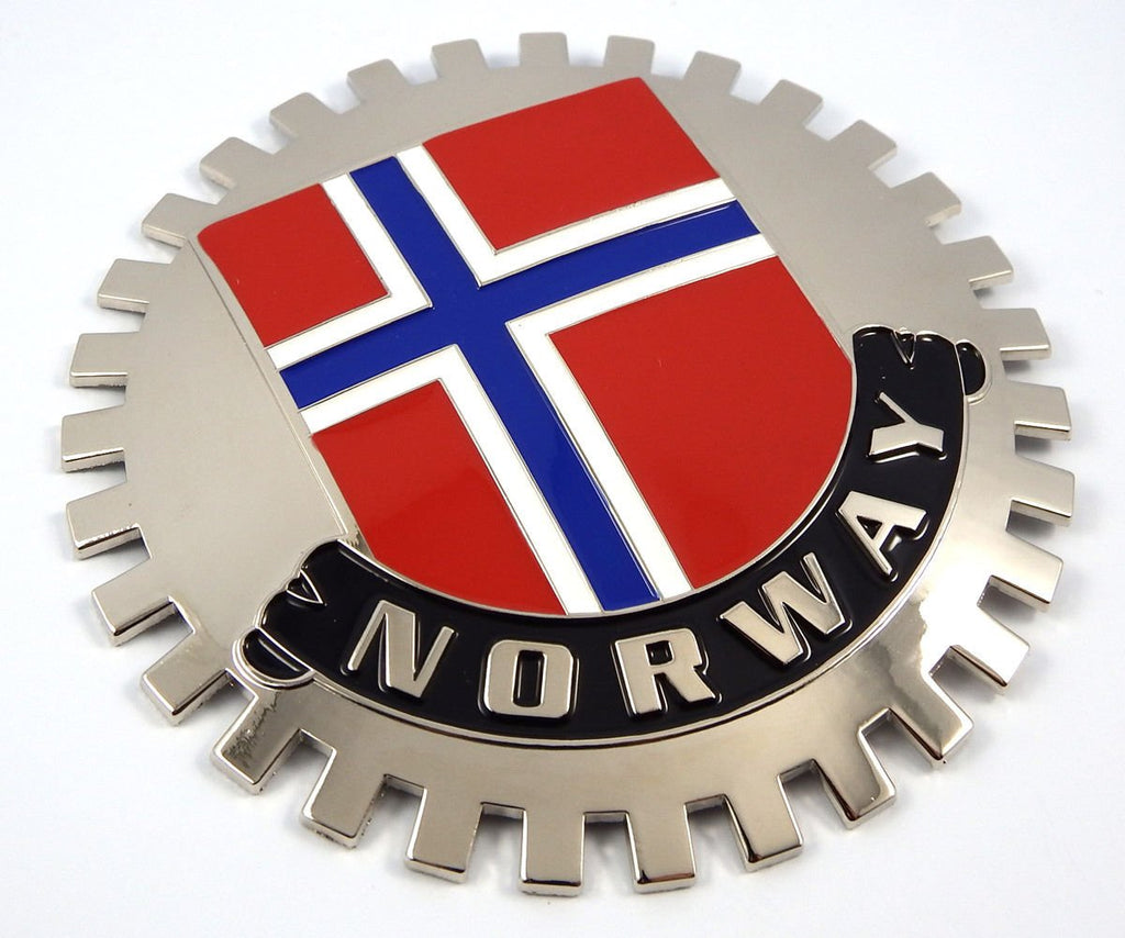 Norway Grille Badge for car Truck Grill Mount Flag Metal Chrome Plated