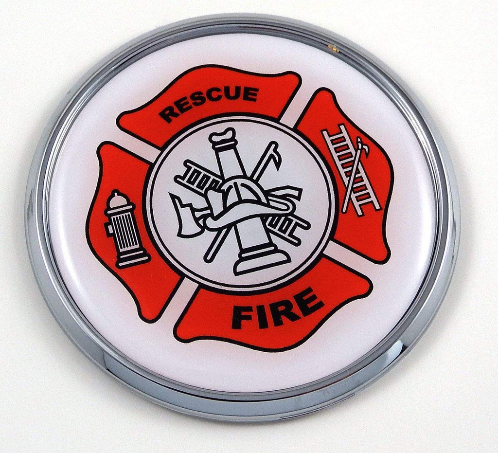 Firefighter Fire Fighter Flag 2.75" Car Chrome Round Emblem Decal 3D Badge