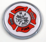 Firefighter Fire Fighter Flag 2.75" Car Chrome Round Emblem Decal 3D Badge