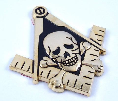 Mason Masonic auto Emblem with Skull Gold Black 3" Metal car 3D Decal MAS23