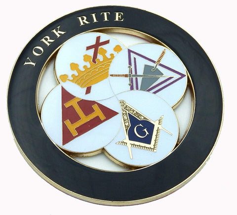 Car Chrome Decals York Rite Royal Arch Masonic 3" Metal Emblem 3D Decal MAS9-BLK