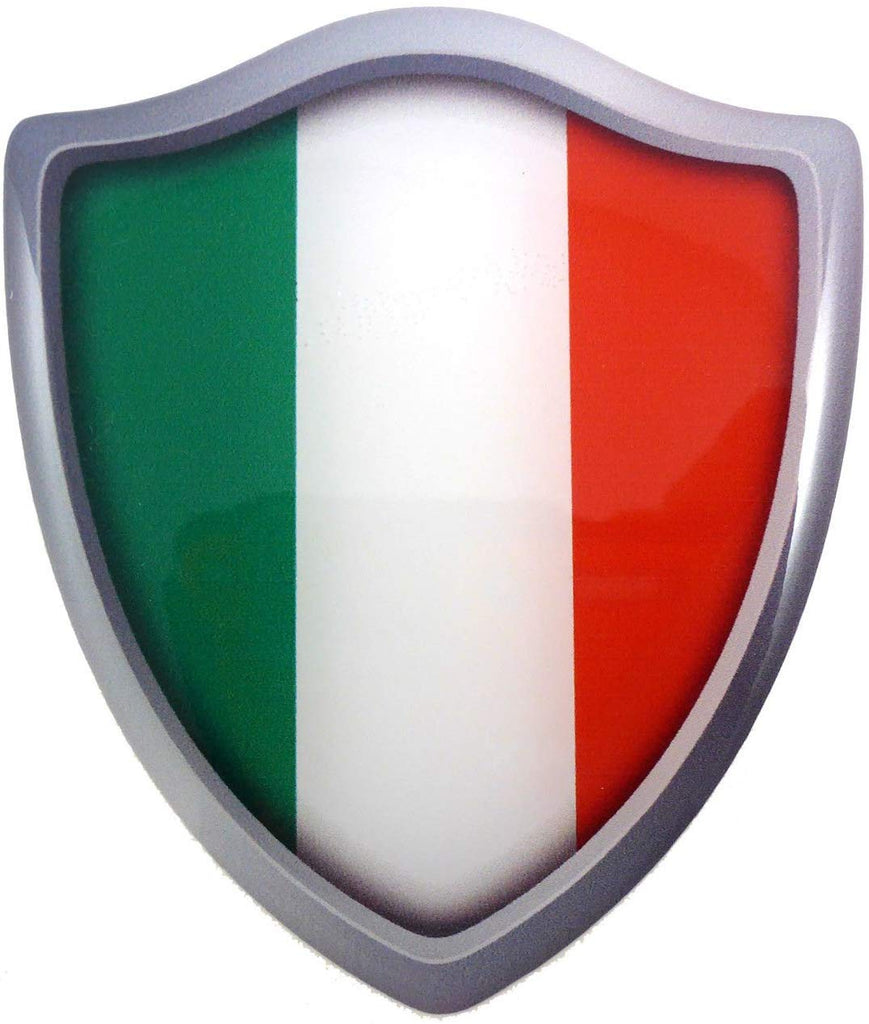 Italy Italian Flag Shield Domed Decal 3D Look Emblem Resin car Sticker 2.6"x3"