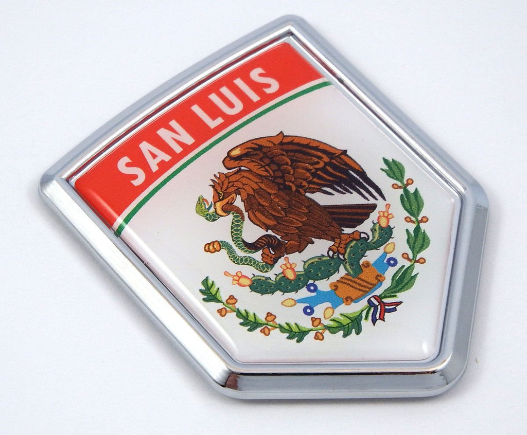 San Luis Mexico Flag Mexican Car Emblem Chrome Bike Decal 3D Sticker MX28