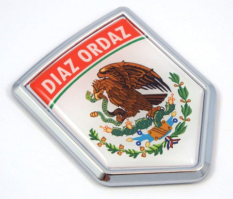 Diaz Ordaz Mexico Flag Mexican Car Emblem Chrome Bike Decal 3D Sticker MX6