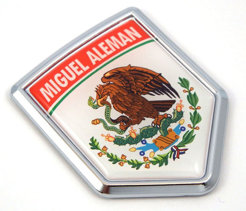 Miguel Aleman Mexico Flag Mexican Car Emblem Chrome Bike Decal 3D Sticker MX15