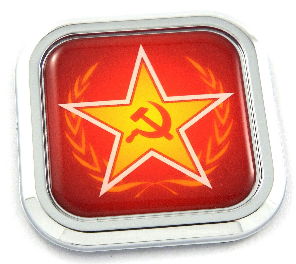 USSR Red Flag Square Chrome rim Emblem Car 3D Decal Badge Hood Bumper sticker 2"