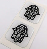 Hamsa Square Domed Decal car Bike Gel Stickers 1.5" 2pc