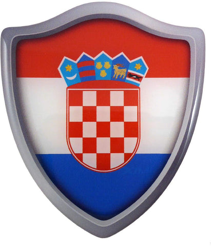 Croatia Flag Shield Domed Decal 3D Look Emblem Resin car Sticker 2.6"x3"