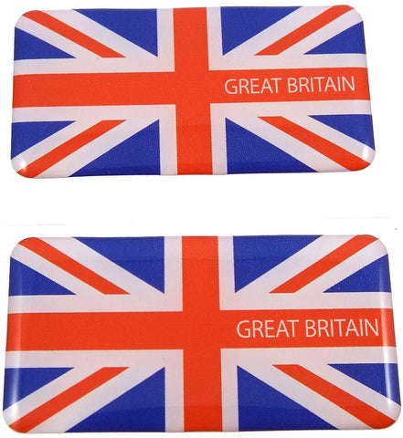 Great Britain Union Jack Flag Domed Decal 3D Sticker Emblem 2.6" Set of 2 Decals