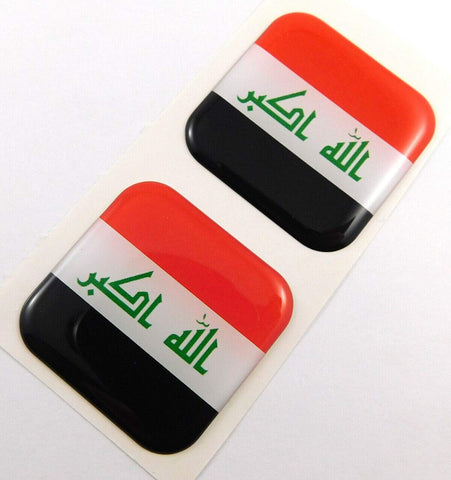 Iraq Flag Square Domed Decal car Bike Gel Stickers 1.5" 2pc