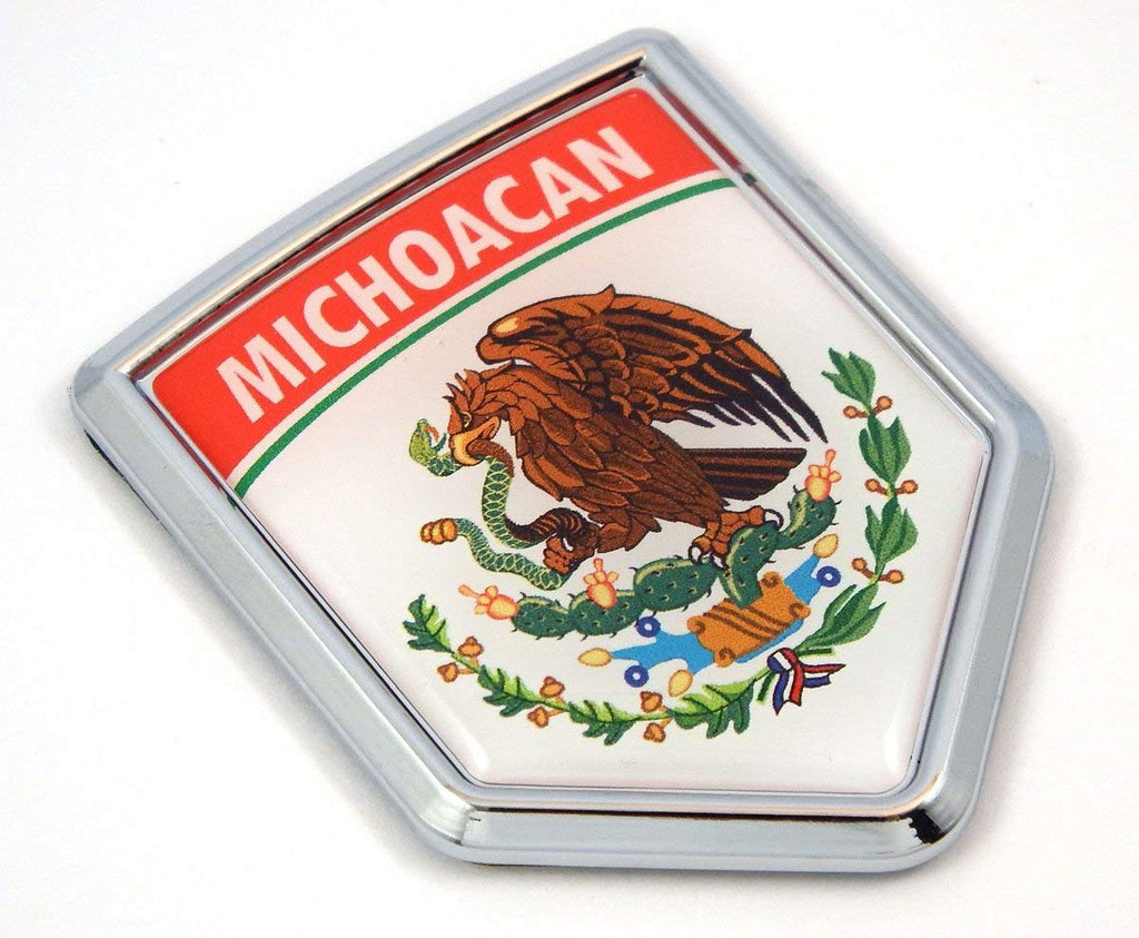 Michoacan Mexico Flag Mexican Car Emblem Chrome Bike Decal 3D Sticker MX17