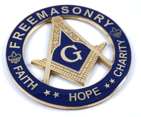 Car Chrome Decals Freemason, Faith Hope and Charity 3" Metal Emblem 3D Masonic Decal MAS4