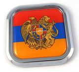 Armenia Flag Square Chrome rim Emblem Car 3D Decal Badge Hood Bumper sticker 2"