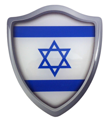 Israel Flag Shield Domed Decal 3D Look Edge Emblem Sticker 2.6"x3"