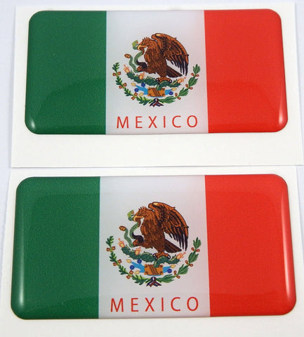 Mexico Mexican Flag Domed Decal 3D Sticker Emblem 2.6" Set of 2 Decals