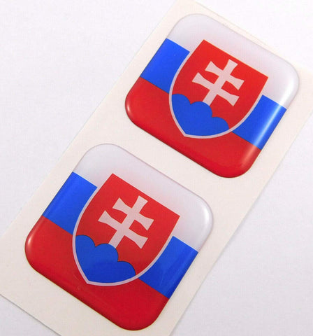 Slovakia Flag Square Domed Decal car Bike Gel Stickers 1.5" 2pc