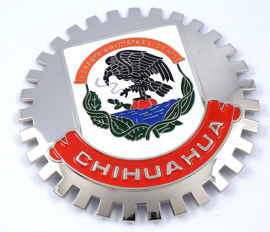 Grille Badge Chihuahua Mexico CRES for car Truck Grill Mount Flag Emblem Chrome