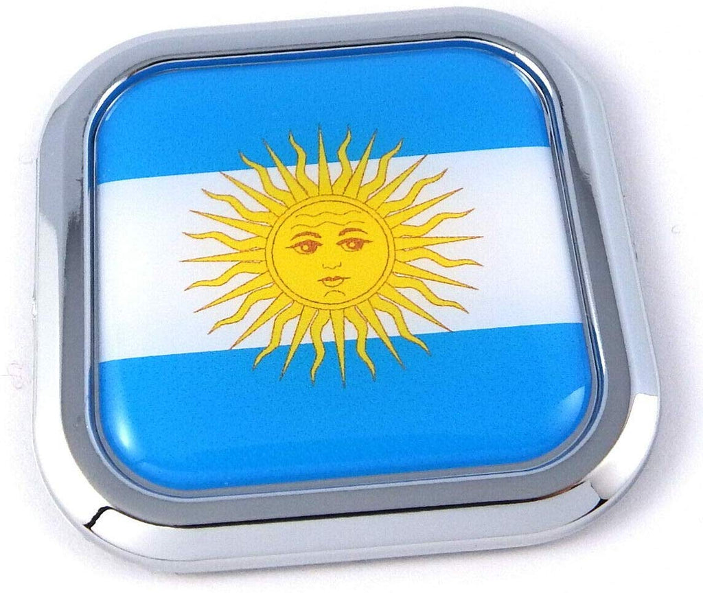 Argentina Flag Square Chrome rim Emblem Car 3D Decal Badge Bumper sticker 2"