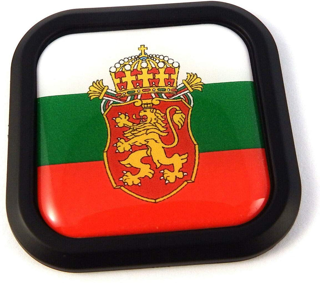 Bulgaria Flag Square Black rim Emblem Car 3D Decal Badge Hood Bumper sticker 2"