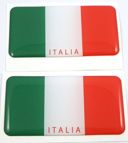 Italia Italy Flag Domed Decal 3D Sticker Emblem 2.6" Set of 2 Decals