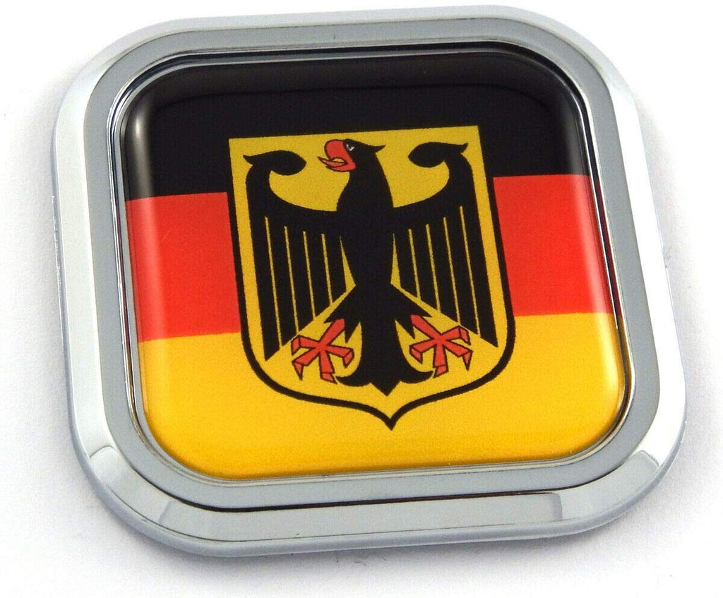 German Eagle Flag Square Chrome rim Emblem Car 3D Decal Badge Bumper sticker 2"